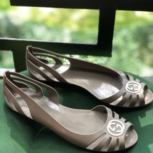 Gucci  Marola Taupe Jelly Flats Shoes